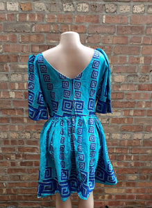 Vintage Handmade African Print Flare Dress L Kargo Fresh