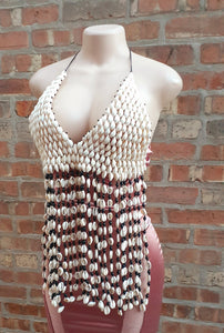 Vintage Handmade Cowrie Shell Bikini Top and Earrings Set Kargo Fresh