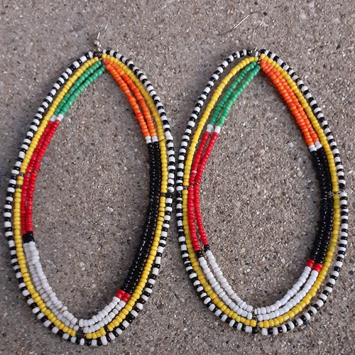 Vintage Handmade MAASAI Bead Hoop Earrings Kargo Fresh