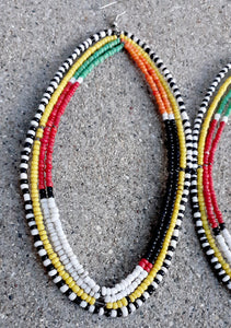 Vintage Handmade MAASAI Bead Hoop Earrings Kargo Fresh