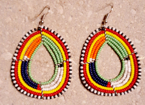 Vintage Handmade MAASAI Bead Hoop Earrings Kargo Fresh