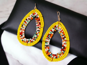 Vintage Handmade MAASAI Bead Hoop Earrings Kargo Fresh