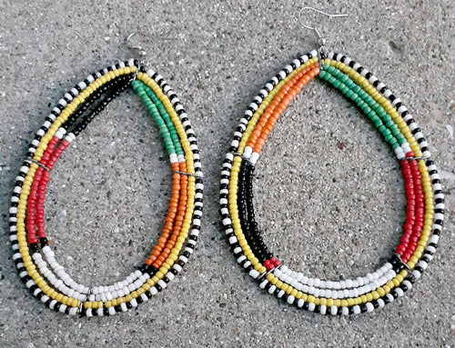 Vintage Handmade MAASAI Bead Hoop Earrings Kargo Fresh