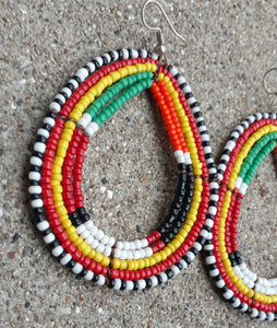 Vintage Handmade MAASAI Bead Hoop Earrings Kargo Fresh