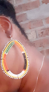 Vintage Handmade MAASAI Bead Hoop Earrings Kargo Fresh