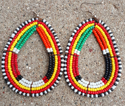 Vintage Handmade MAASAI Bead Hoop Earrings Kargo Fresh