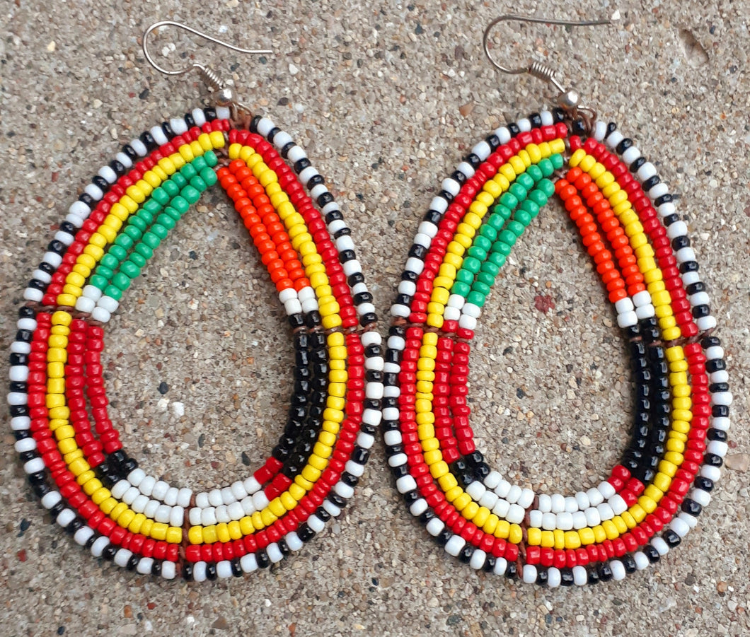 Vintage Handmade MAASAI Bead Hoop Earrings Kargo Fresh