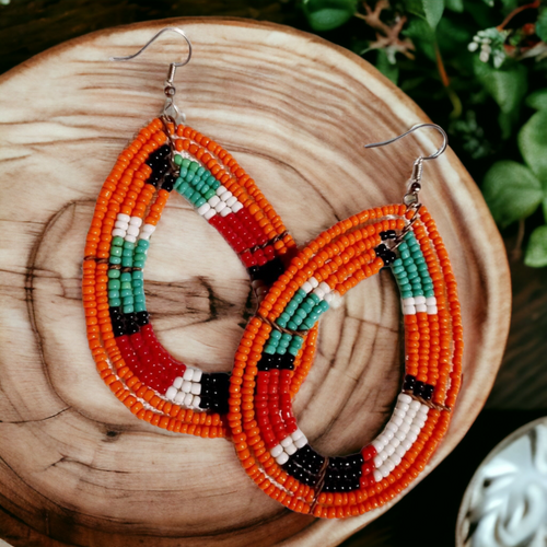 Vintage Handmade MAASAI Bead Hoop Earrings Kargo Fresh