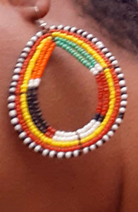 Vintage Handmade MAASAI Bead Hoop Earrings Kargo Fresh