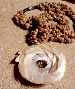 Vintage Handmade Sea Shell and Tigers Eye Multi Strand Necklace Kargo Fresh