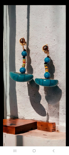 Vintage Handmade clip on Earrings Mali Beads Kargo Fresh
