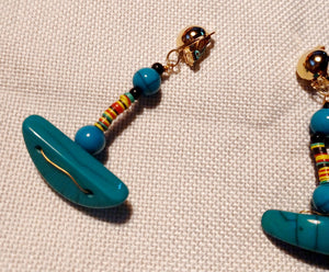 Vintage Handmade clip on Earrings Mali Beads Kargo Fresh