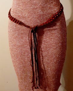 Vintage Hippie Suede and Glass Bead String Belt Kargo Fresh