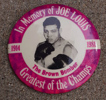 Load image into Gallery viewer, Vintage In Memory of Joe Louis Button Kargo Fresh
