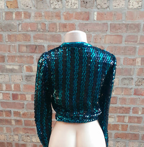 Vintage Jo-Ed Sophisticates Sequin Crop Blouse Small Kargo Fresh