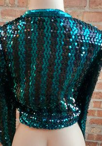 Vintage Jo-Ed Sophisticates Sequin Crop Blouse Small Kargo Fresh