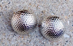 Vintage Large Chunky silver Metal Half Ball Earrings Kargo Fresh