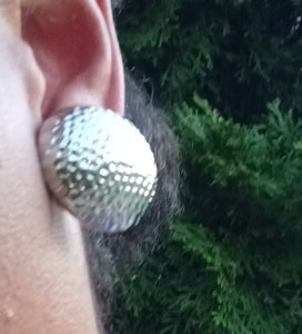 Vintage Large Chunky silver Metal Half Ball Earrings Kargo Fresh