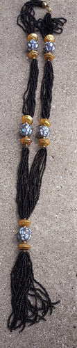 Vintage Lariat Glass Bead and Brass Multi Strand Necklace Set (India) Kargo Fresh