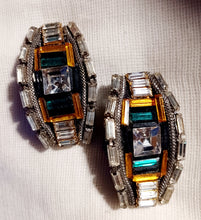 Load image into Gallery viewer, Vintage MJ Hansen Avant Garde Couture Crystal Clip on Earrings 1988 Kargo Fresh
