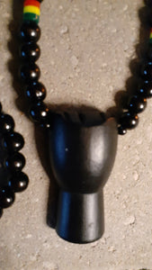 Vintage Mens  Black Power Fist Necklace Kargo Fresh