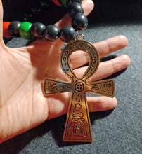 Load image into Gallery viewer, Vintage Mens Chunky Brass and Marble Ankh Necklace Kargo Fresh
