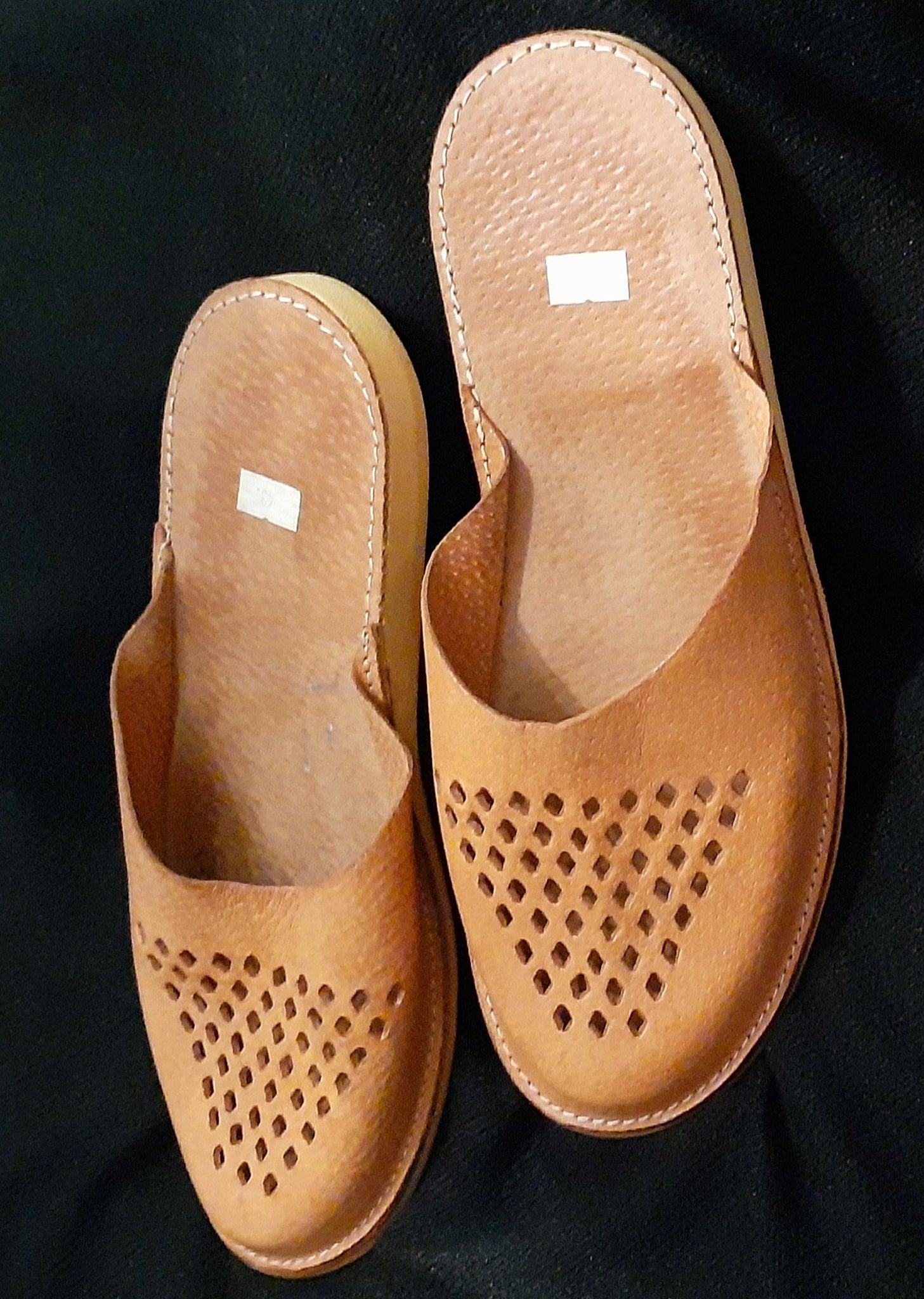 Vintage Mens Handmade African Leather Mule Slippers Size 43 US 10