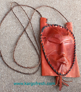 Vintage Mens Handmade Leather Africa Neck Pouch Kargo Fresh