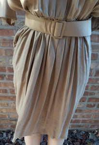 Vintage Ms. Chaus Khaki Rayon Career Dress Size 14/16 Kargo Fresh