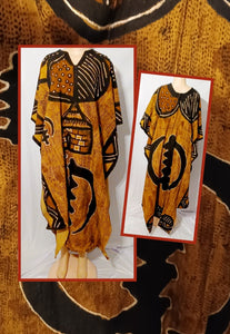 Vintage Mudcloth Grand bubu Mudcloth Poncho Gye Nyame Rare Kargo Fresh