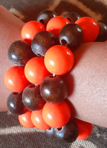Vintage Natural and Acrylic Wood Stretch Bracelet Set Kargo Fresh