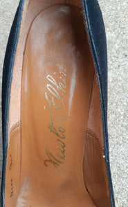 Vintage Newton Elkin Black Suede  Heel Pumps Size 7.5AA Kargo Fresh