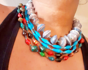 Vintage Paper Bead Layering Necklace Set of 3 Kargo Fresh