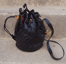 Load image into Gallery viewer, Vintage Quilted Faux Leather Drawstring Bucket Bag NWT Kargo Fresh
