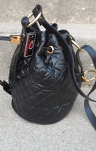 Load image into Gallery viewer, Vintage Quilted Faux Leather Drawstring Bucket Bag NWT Kargo Fresh
