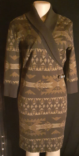 Vintage Ralph Lauren Native Print Jersey Shawl Dress Size Extra Small Kargo Fresh