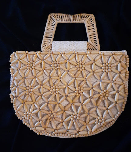 Vintage Rattan and Wood bead Purse Kargo Fresh