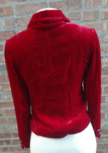 Load image into Gallery viewer, Vintage Red Velvet Rayon Silk Blazer Size 4 Petites Kargo Fresh
