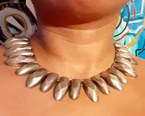 Vintage Rustic Silver Metal Abstract Necklace Kargo Fresh