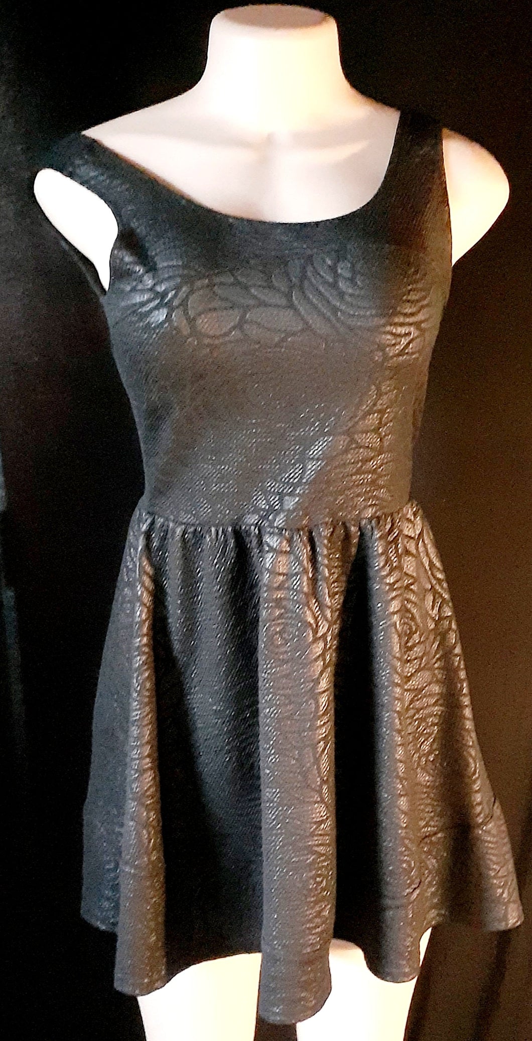 Vintage Saks Fifth Avenue Floral Black Skater Dress Size Medium Kargo Fresh
