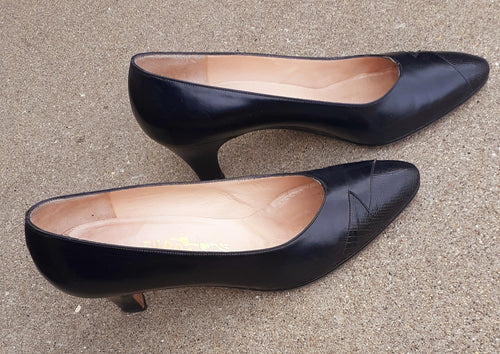 Vintage Salvatore Ferragamo Black Leather Pumps Size 8 Kargo Fresh