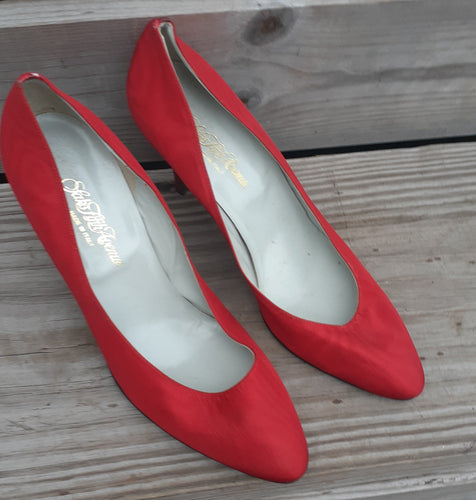 Vintage Sesto Meucci Red Taffeta Heels 9 B Kargo Fresh