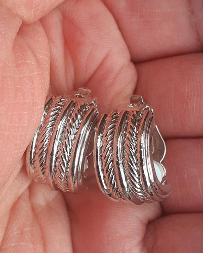 Vintage Silver Metal Huggie Hoop Clip On Earrings Kargo Fresh