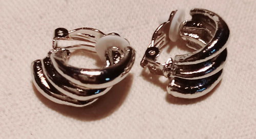 Vintage Silver Metal Huggie Hoop Clip On Earrings Kargo Fresh