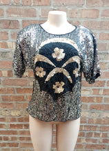 Load image into Gallery viewer, Vintage Silver Sequin Evening Blouse Kargo Fresh
