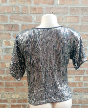Load image into Gallery viewer, Vintage Silver Sequin Evening Blouse Kargo Fresh
