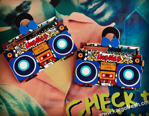 Vintage Style Hip Hop Boombox Wooden Earrings Kargo Fresh