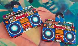 Vintage Style Hip Hop Boombox Wooden Earrings Kargo Fresh