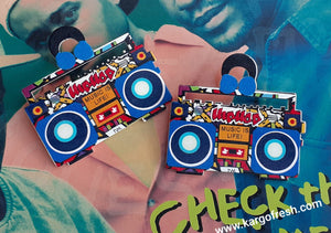 Vintage Style Hip Hop Boombox Wooden Earrings Kargo Fresh