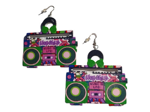 Vintage Style Hip Hop Boombox Wooden Earrings Kargo Fresh